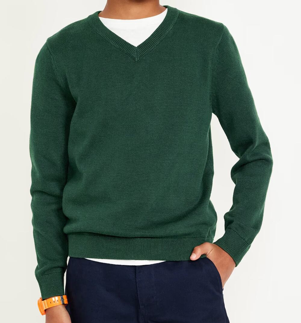Old Navy - Boys - School Uniform Solid V-Neck Sweater - Green - Size XXL